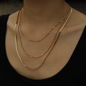 Triple Layer Multi Chain Gold Necklace